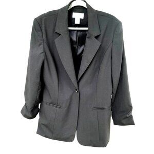 Vintage 80s Saks Fifth Avenue Womens Size 14 Wool Warm Winter  Blazer Black